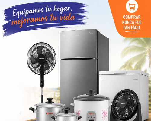 Todo lo que tu hogar necesita, en un solo lugar. Ollas, ventiladores, fogones, refrigeradores y más.